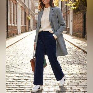 M&S Collection UK Green Navy Blue Wool Blend Houndstooth Coat M Preppy